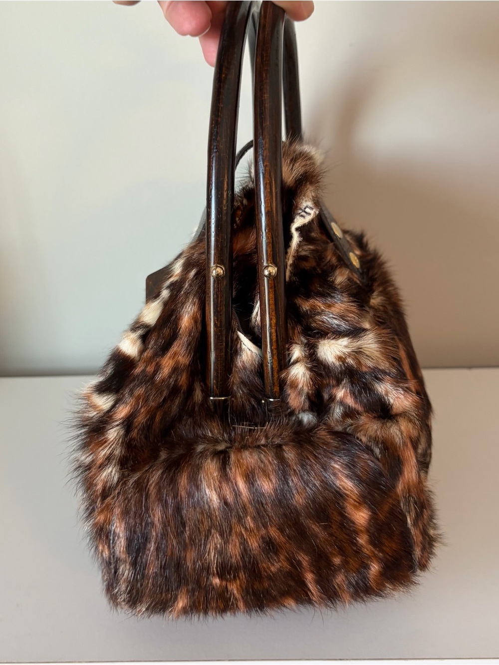 Kate Spade *RARE* Maya Y2K Faux Fur Leopard Print Handbag - Picture 3 of 10